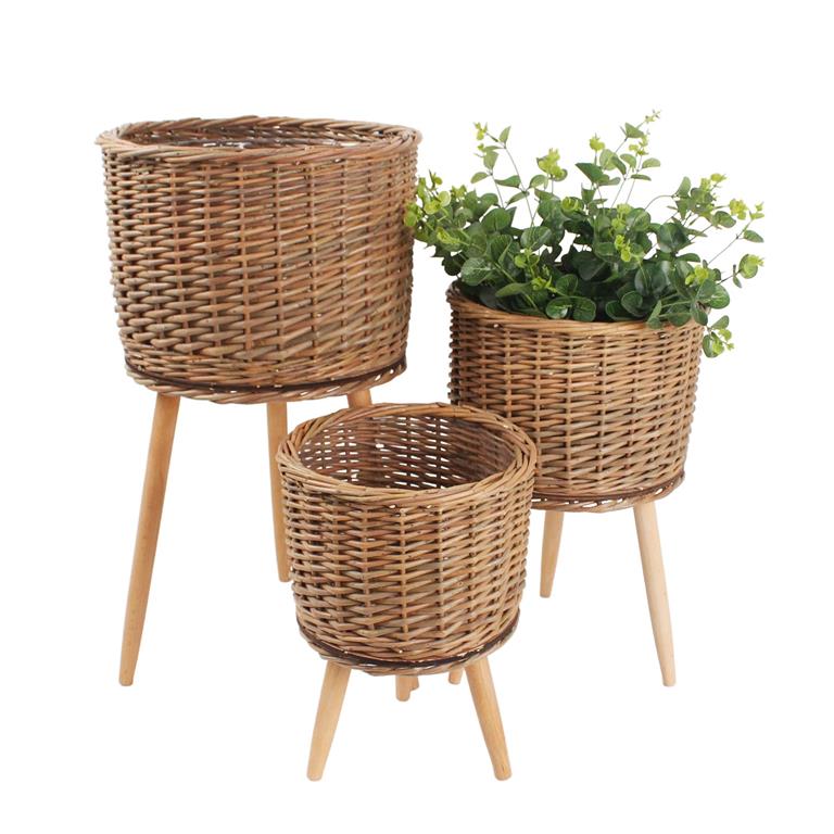Panier Wood legs Wicker